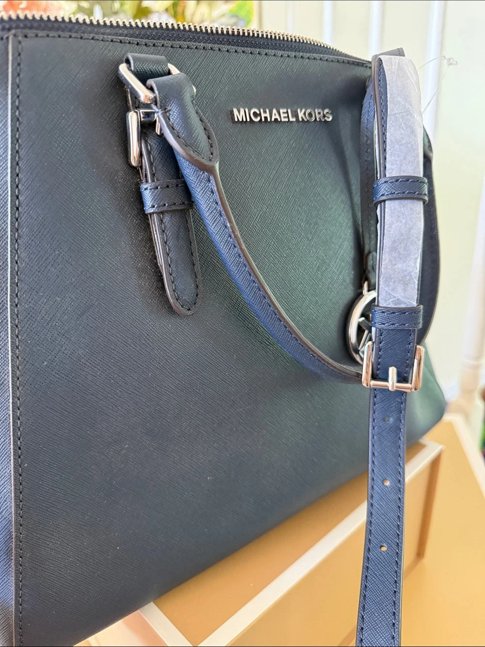 MK Ciara Large Satchel Navy Color